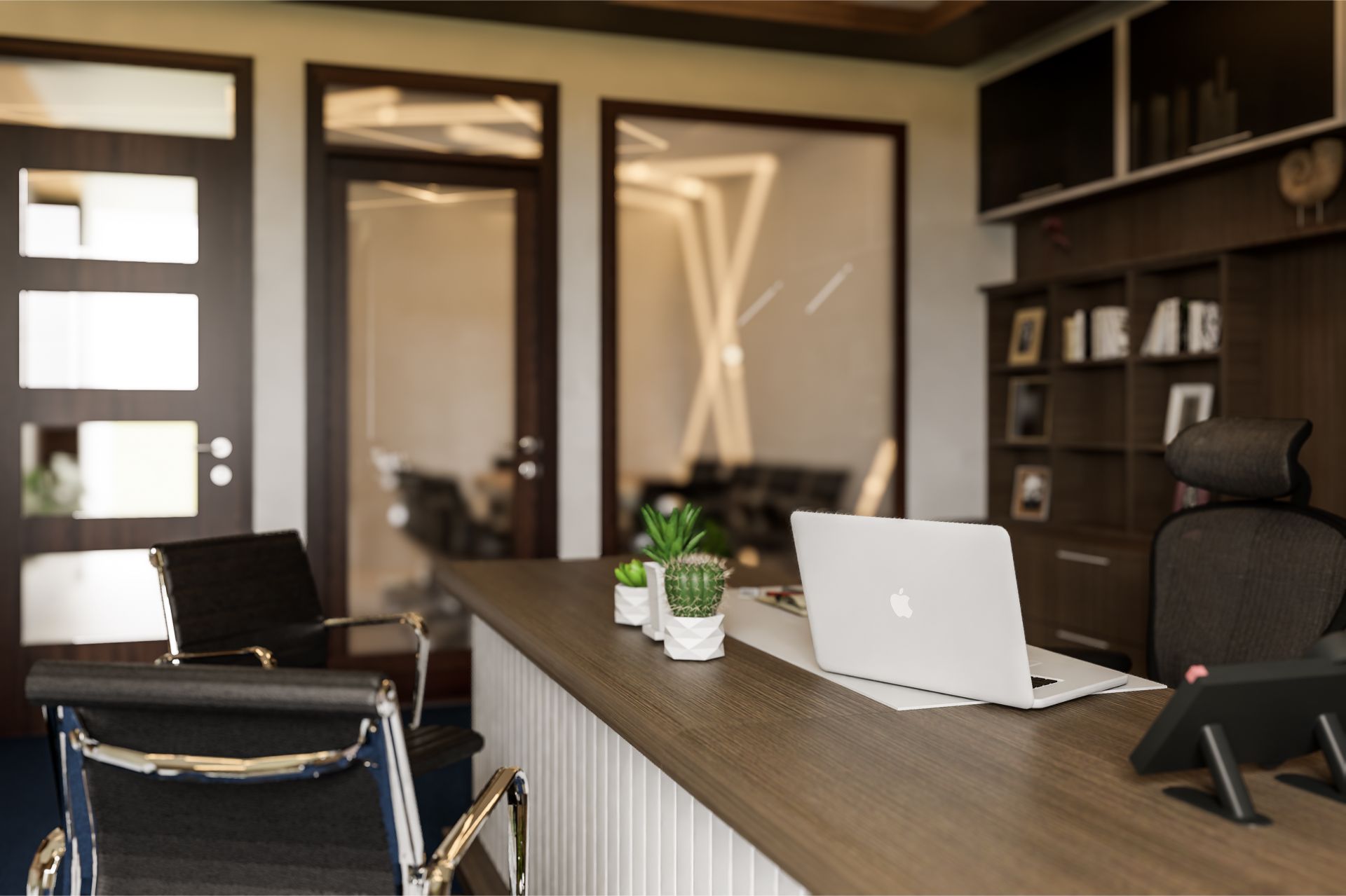 Modern interior space visualization with contemporary design elements.